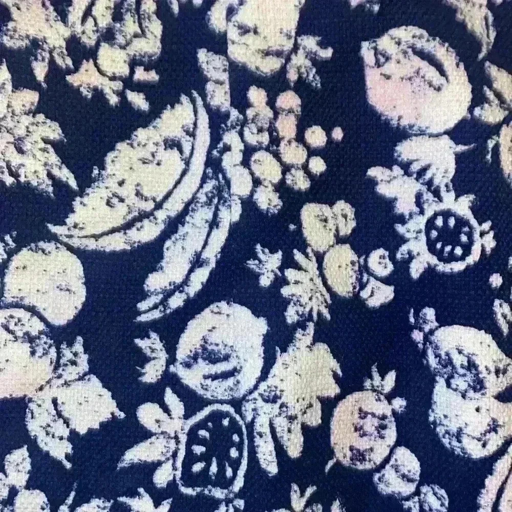 Talbots Blue White lined Dress Mixed Fruit design size 6 - Picture 2 of 8